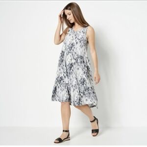 LOGO by Lori Goldstein Sleeveless Cotton Modal Tiered Dress- Petite